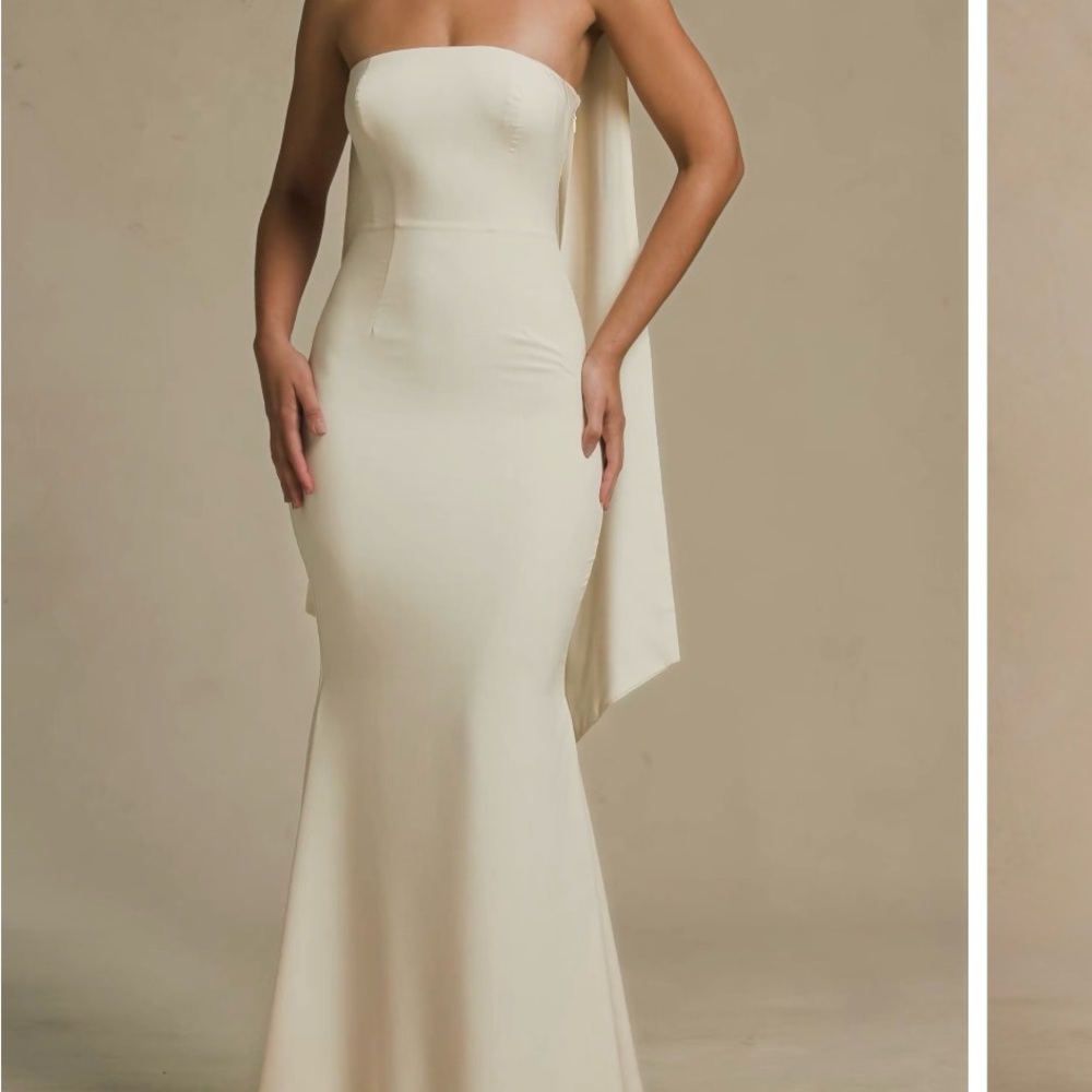 Oh Polly Cream Strapless Dress